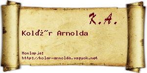 Kolár Arnolda névjegykártya